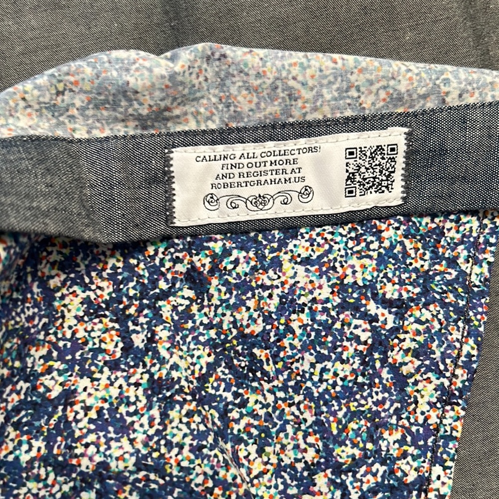 Robert Graham Tailored fit 3X Blue Chambray with Floral front - Picture 14 of 14